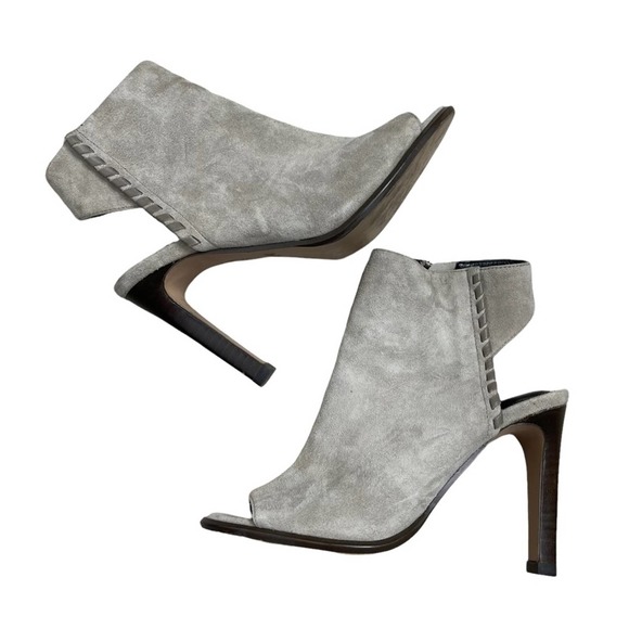 COACH Izzie Open Toe Shooties Grey Suede Booties Pumps 5 - Picture 1 of 9